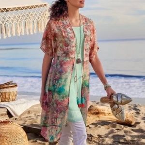 Soft Surroundings Embroidered PRIMAVERA Boho Topper Kimono Cardigan